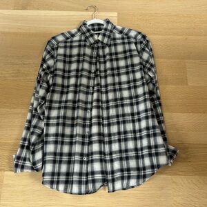 COPY - Theory flannel button down, navy and white plaid.